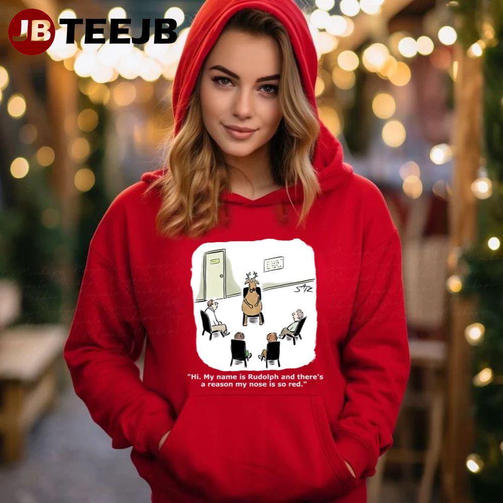 Funny Rudolph The Red Nosed Reindeer Cartoon Christmas TeeJB Unisex Hoodie