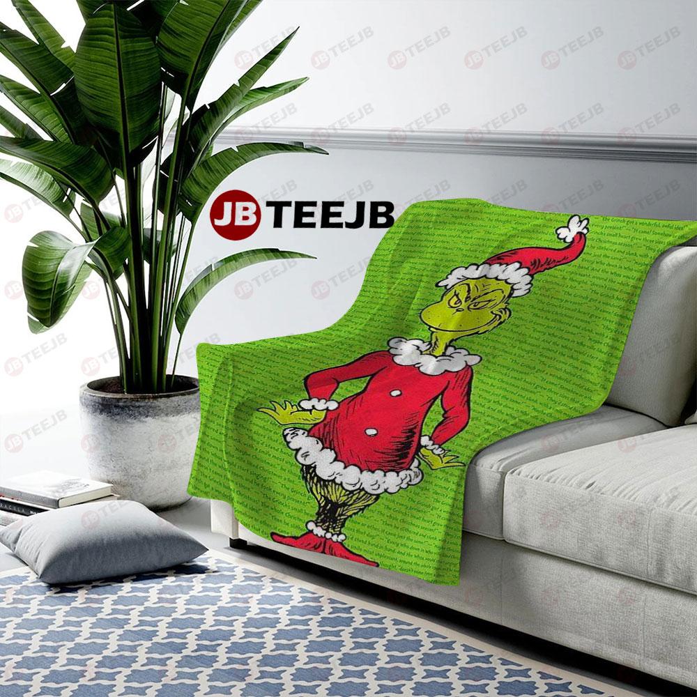 Green Background Grinch US Cozy Blanket