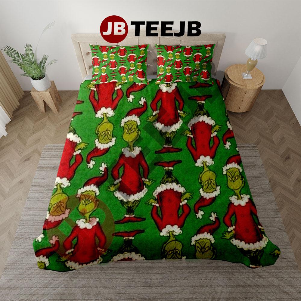Grinch With Santa Clother Bedding Set