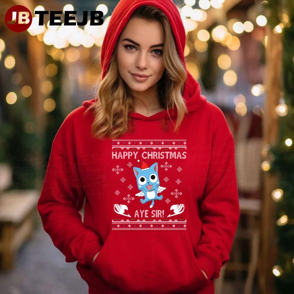 Happy Fairy Tail Aye Sir Christmas Knit TeeJB Unisex Hoodie