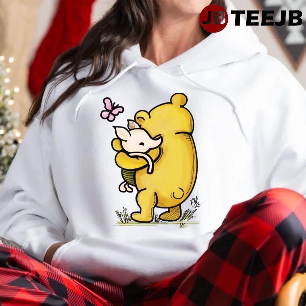 Hugs Winnie The Pooh And Piglet Too Winnie The Pooh A Very Merry Pooh Year TeeJB Unisex Hoodie