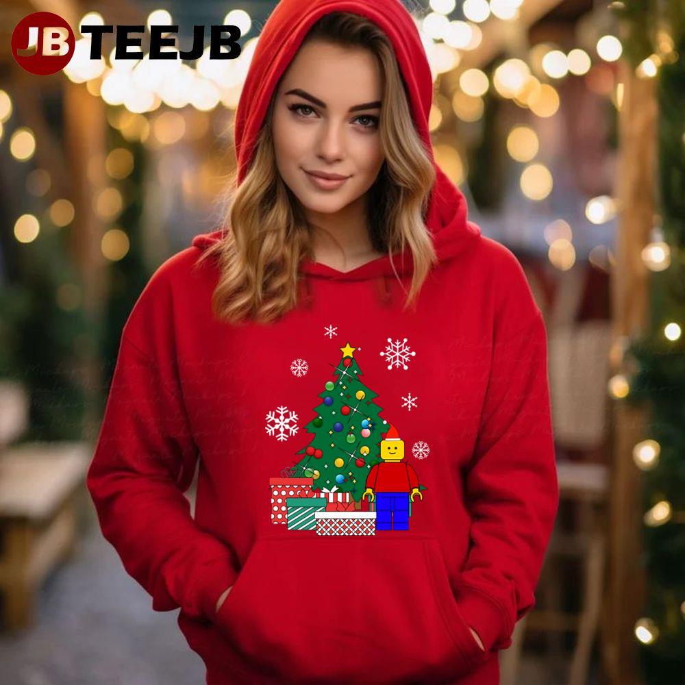 Lego Man Around The Christmas Tree TeeJB Unisex Hoodie