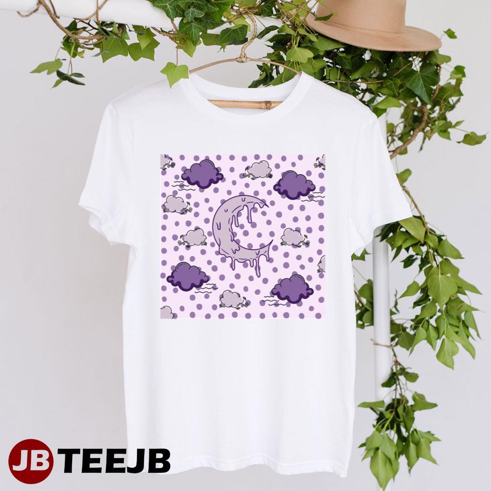 Melting Crescent Moon Cloud Night Purple Polka Dots TeeJB Unisex T-Shirt