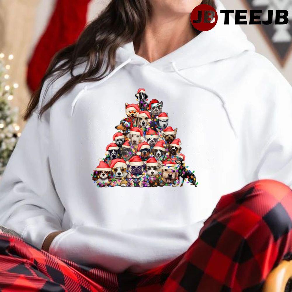 Merry Dogmas Cute Puppies Christmas Tree TeeJB Unisex Hoodie