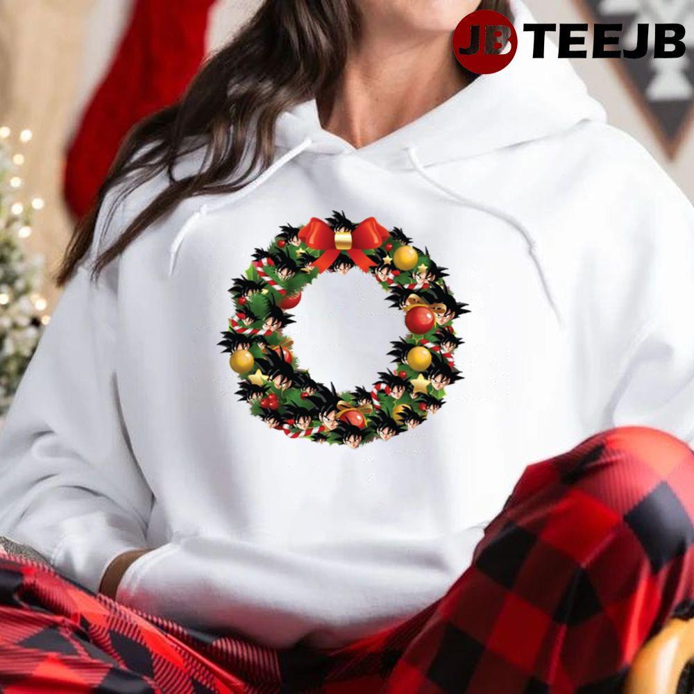 Multiface Songoku Dragon Ball Christmas Wreath TeeJB Unisex Hoodie