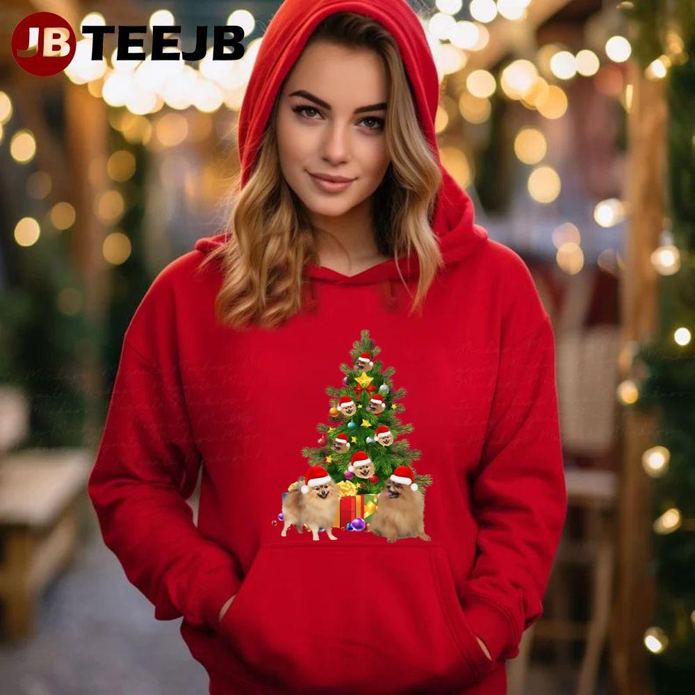 Pomeranian Dog Christmas Tree TeeJB Unisex Hoodie