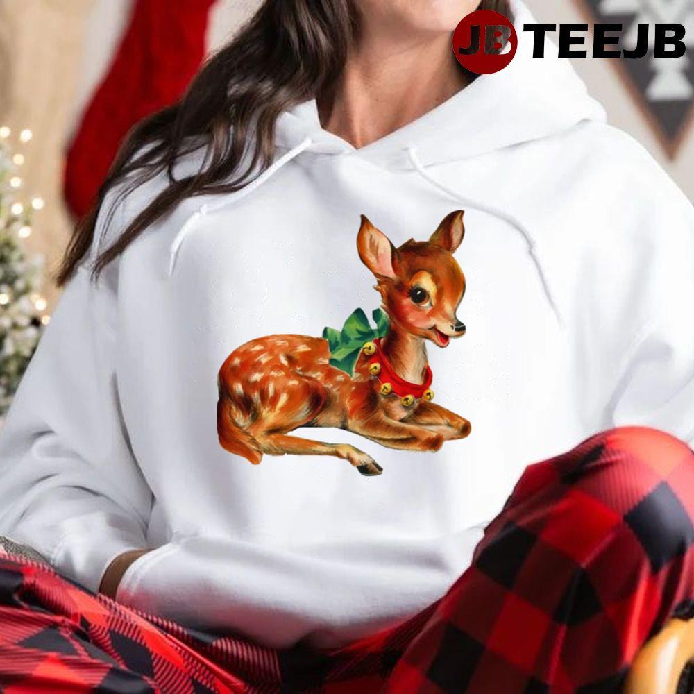 Vintage Christmas Cute Reindeer TeeJB Unisex Hoodie