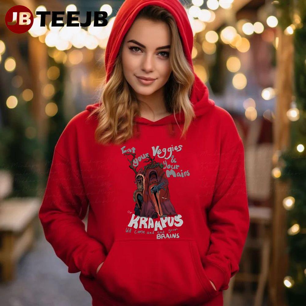 Will Come And Eat Your Brains Krampus Christmas TeeJB Unisex Hoodie