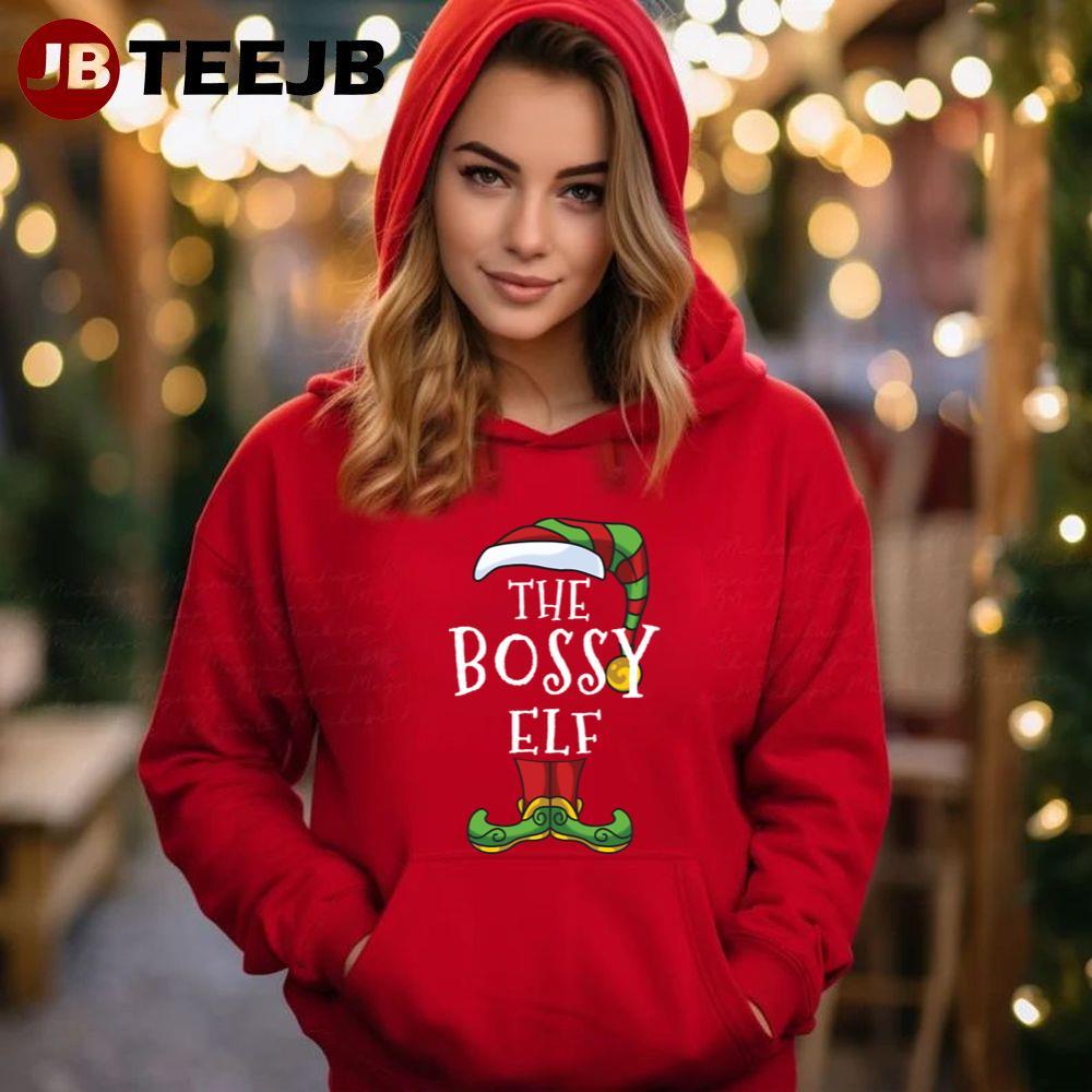 Bossy Elf Family Matching Christmas Holiday TeeJB Unisex Hoodie