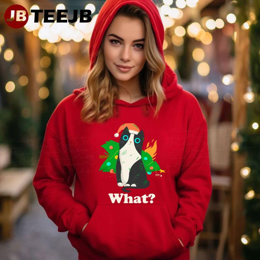 Cat What Christmas Tree TeeJB Unisex Hoodie