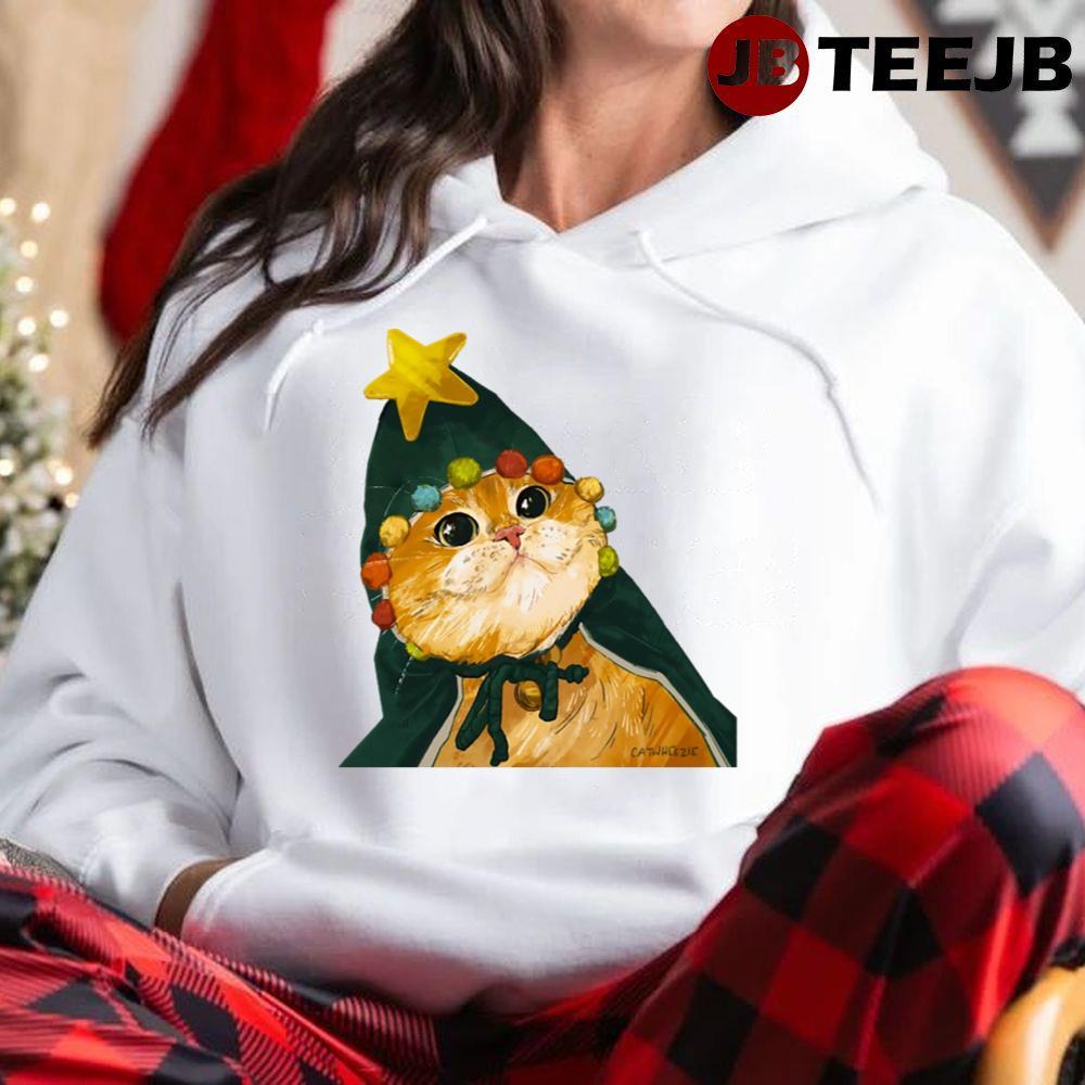 Christmas Tree Cat Hat TeeJB Unisex Hoodie