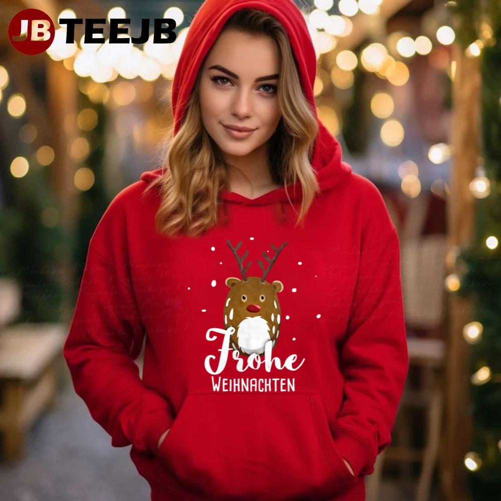 Frohe Weihnachten Rudolph The Red Nosed Reindeer Christmas TeeJB Unisex Hoodie