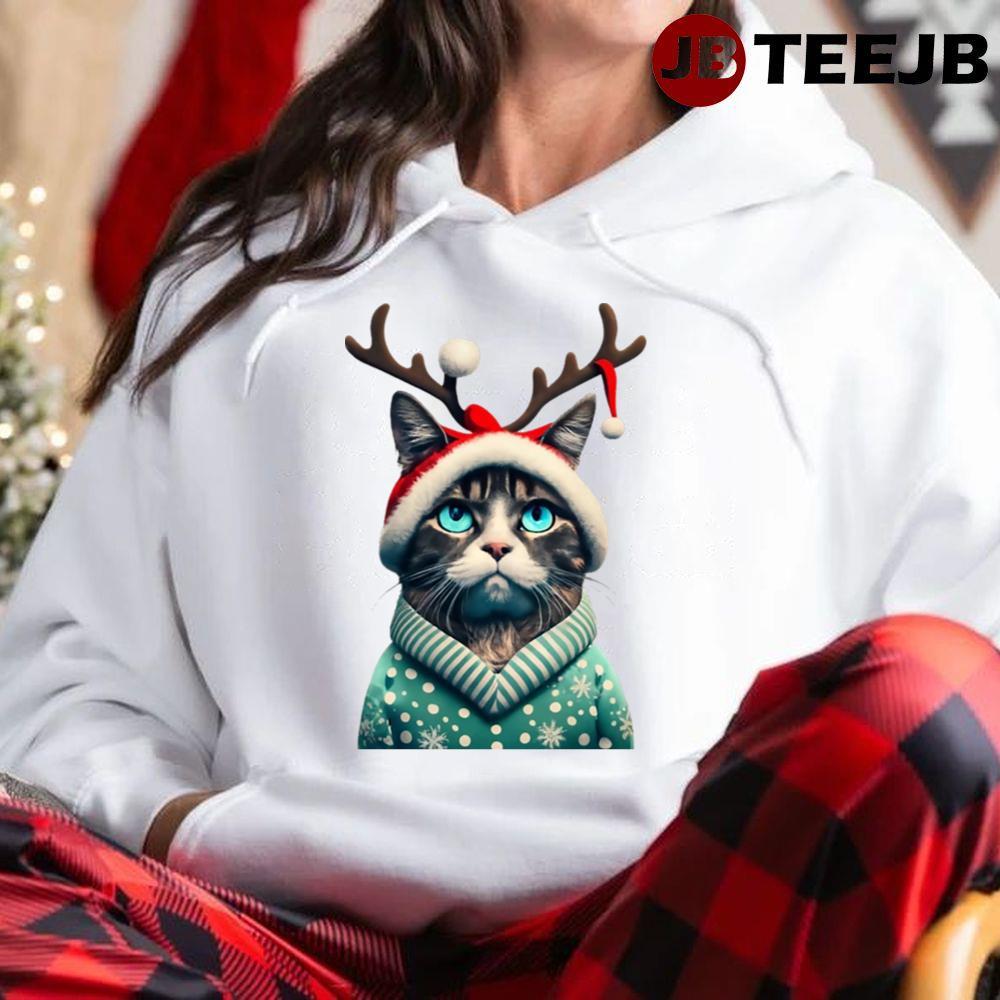 Grumpy Christmas Cat Christmas Cat 2024 TeeJB Unisex Hoodie