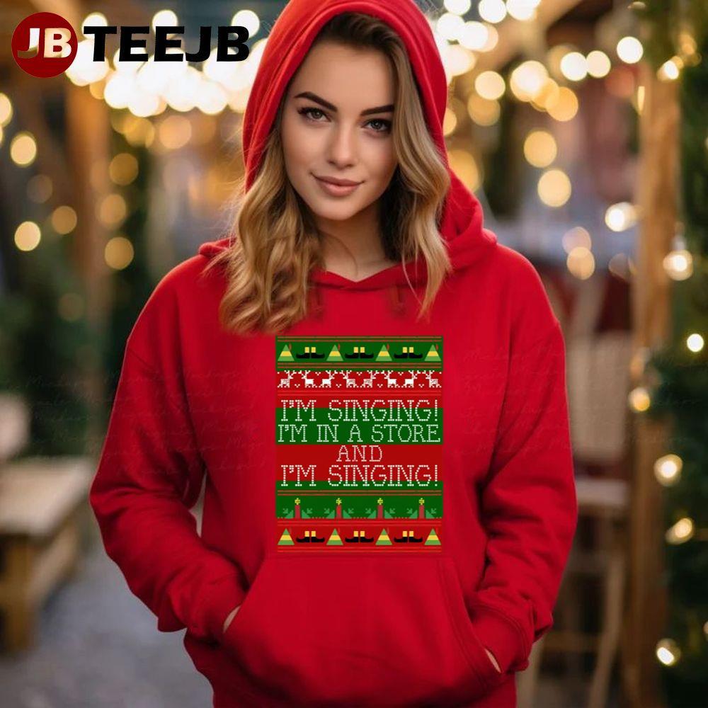 I’m Singing Elf Quote Christmas Knit TeeJB Unisex Hoodie