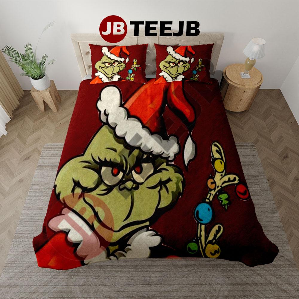Red Art Max And Grinch Bedding Set