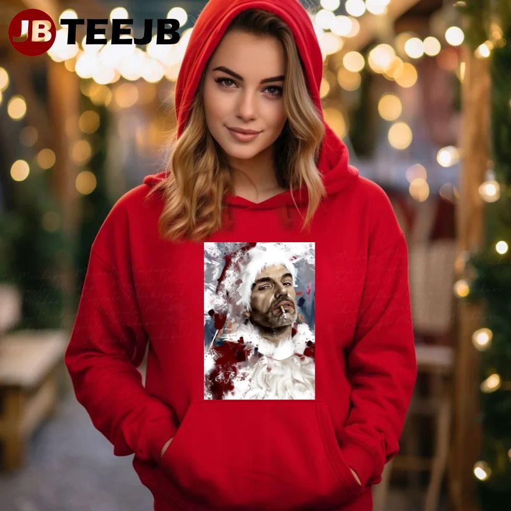 Retro Color Bad Santa Christmas TeeJB Unisex Hoodie