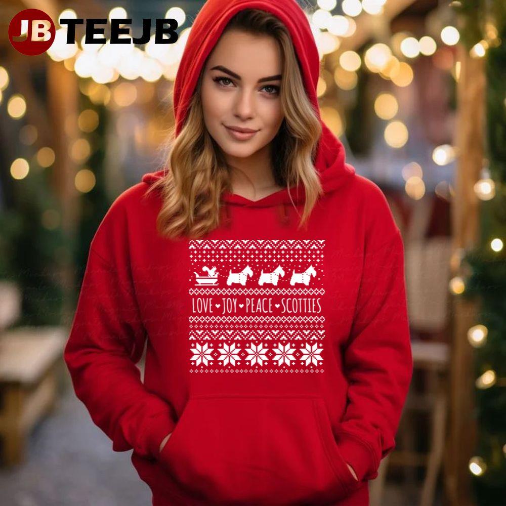 Scottish Terriers Christmas Love Joy Peace Scotties TeeJB Unisex Hoodie