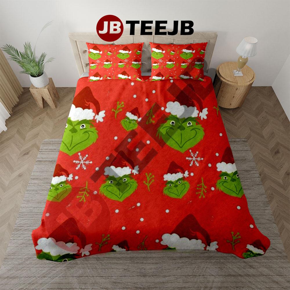 Snow And Grinch Bedding Set