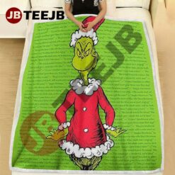 Green Background Grinch Blanket