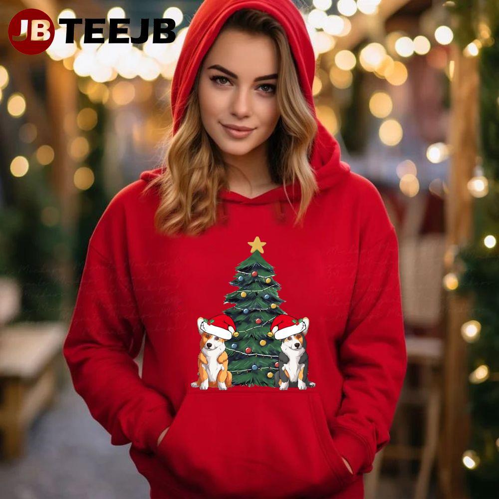 Cute Corgi Christmas Tree TeeJB Unisex Hoodie