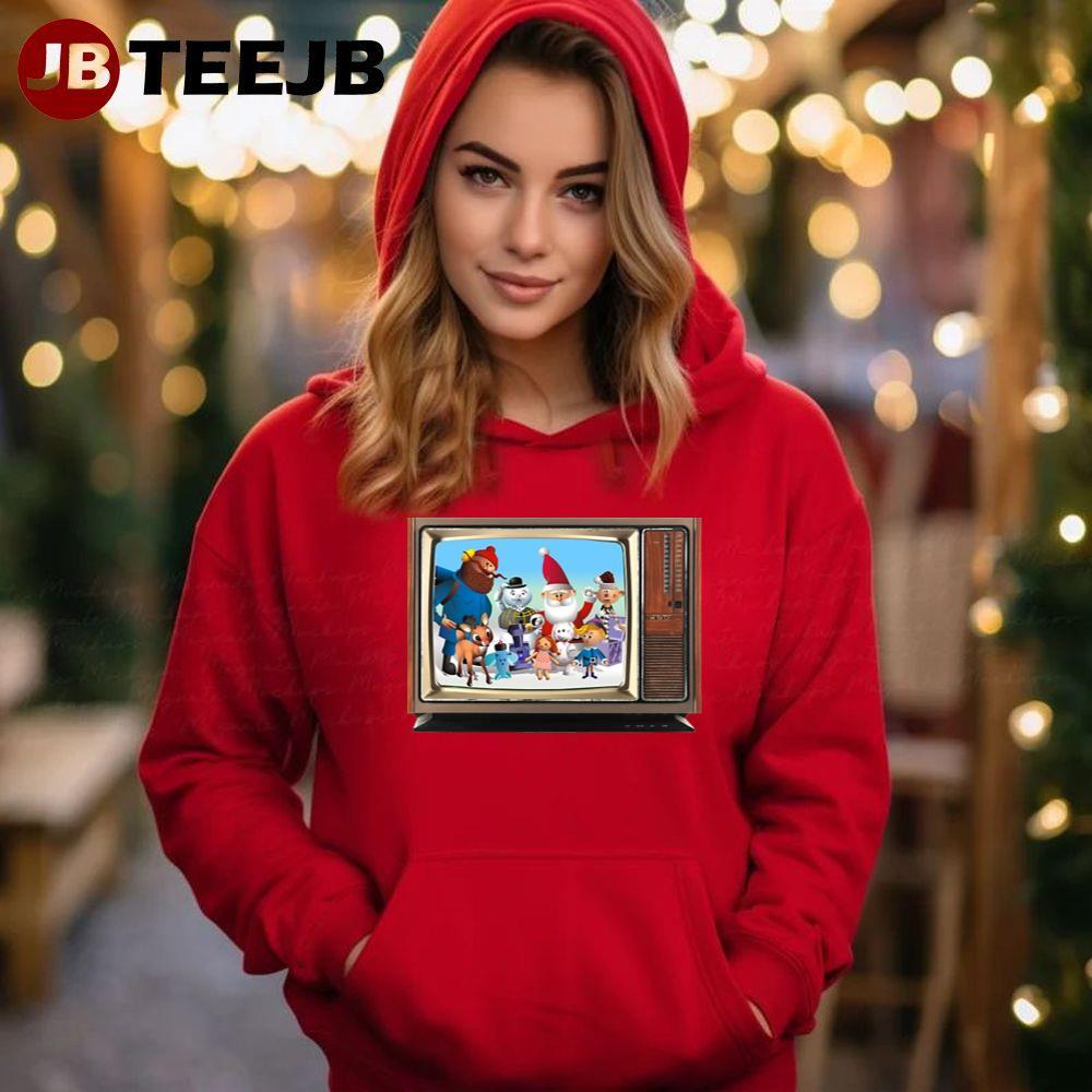 Gang On A Vintage Tv Rudolph The Red Nosed Reindeer Christmas TeeJB Unisex Hoodie