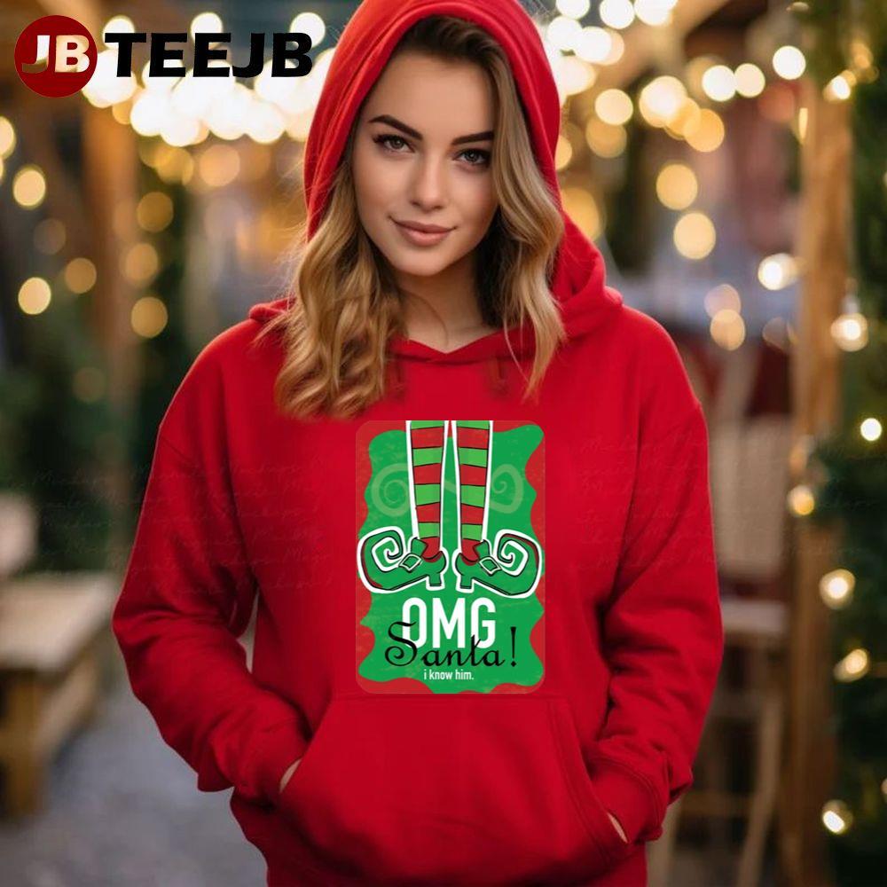 Omg Santa I Know Him Elf Christmas TeeJB Unisex Hoodie