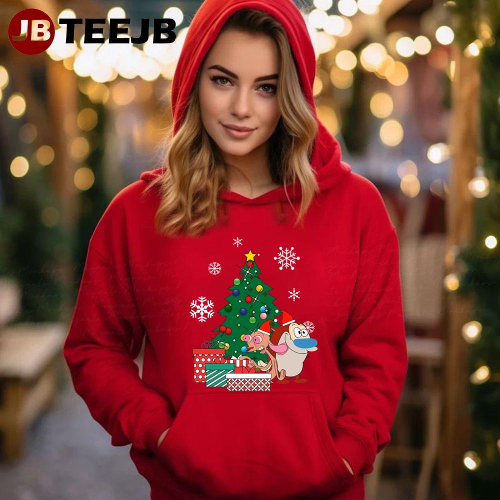 Ren And Stimpy Around The Christmas Tree TeeJB Unisex Hoodie