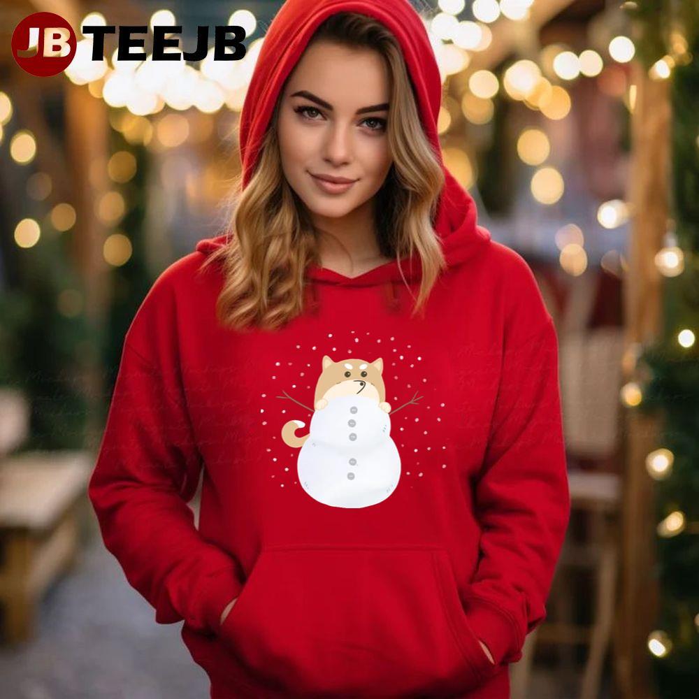 Shiba Inu Playing In The Snow Christmas TeeJB Unisex Hoodie