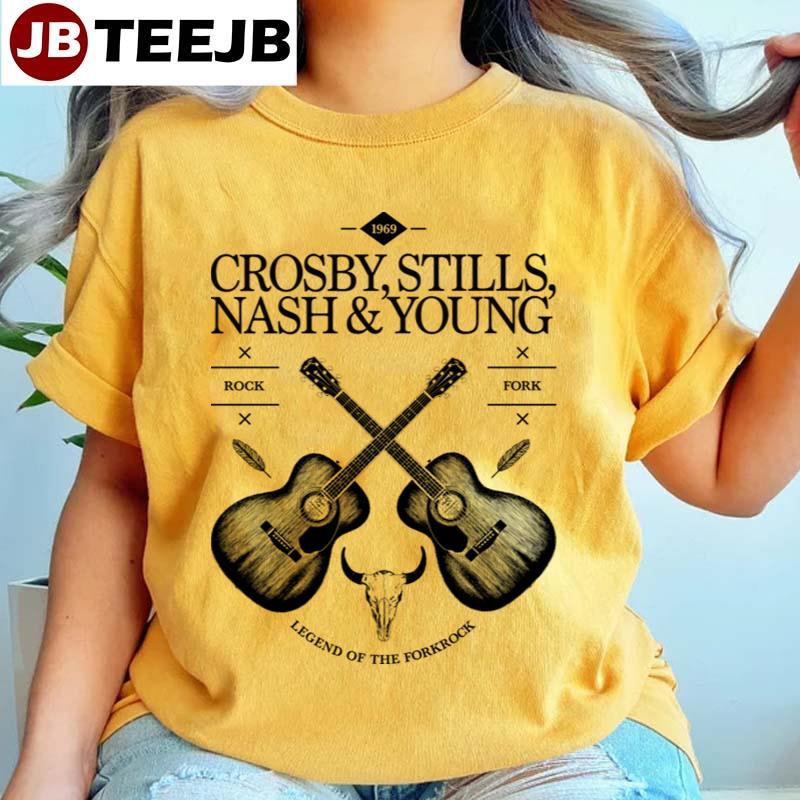 Vintage Crosby Stills Nash & Young Acoustic Guitar Logo TeeJB Unisex T-Shirt